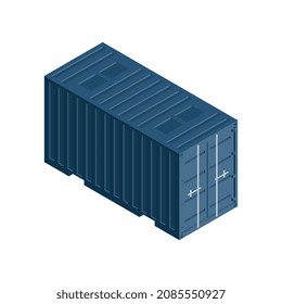 Isometric logistics delivery composition with isolated image of metal container on blank background vector illustration
