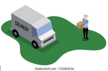 Isometric Logistics and Delivery concept. Delivery home and office. City logistics.