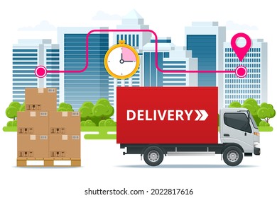 Isometric Logistics and Delivery concept. Delivery home and office. City logistics.