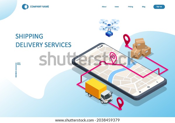 Isometric Logistics and Delivery concept. Delivery\
home and office. City logistics. Warehouse, truck, forklift,\
courier, drone and delivery\
man.