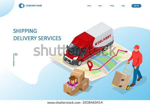 Isometric Logistics and Delivery concept.\
Delivery home and office. City logistics. Smart technology concept\
with global logistics\
partnership