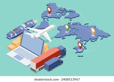 Isometric Logistics and Delivery. Free, Express, Home or Fast delivery. Delivery company. Delivery home and office. City logistics.