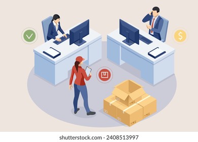 Isometric Logistics and Delivery. Free, Express, Home or Fast delivery. Delivery company. Delivery home and office. City logistics.
