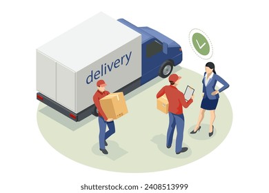 Isometric Logistics and Delivery. Free, Express, Home or Fast delivery. Delivery company. Delivery home and office. City logistics.