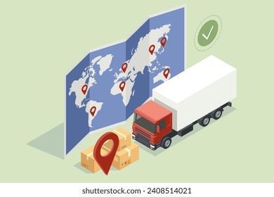 Isometric Logistics and Delivery. Free, Express, Home or Fast delivery. Delivery company. Delivery home and office. City logistics.