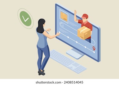 Isometric Logistics and Delivery. Free, Express, Home or Fast delivery. Delivery company. Delivery home and office. City logistics.