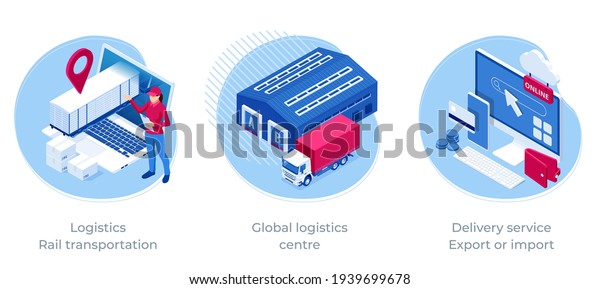 Isometric Logistics Delivery Infographics Delivery Home Stock Vector Royalty Free 1939699678 5767