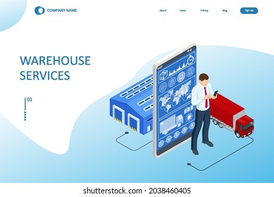 Isometric Logistics and Warehouse. Modern Warehouse Storage. Logistic Delivery Service Concept