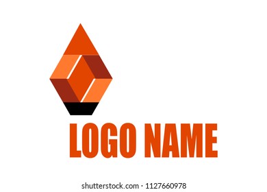 Isometric logo box design. 3d vector red icon and  business corporate element. Shield for technology, manufacture, factory.  Hexagon geometric shape. Three-dimensional design. Isolated logotype