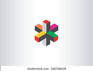 Isometric logo design. 3d concept logo design template