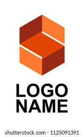 Isometric logo design letter S. 3d vector red icon and  business corporate element. Shield for technology, manufacture, factory.  Hexagon geometric shape. Three-dimensional design. Isolated logotype