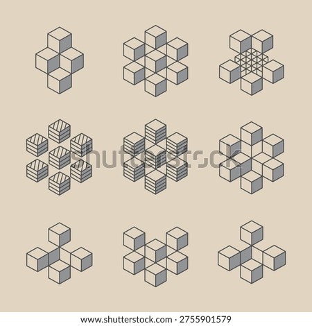 isometric logo design silhouette vector line art logo design
