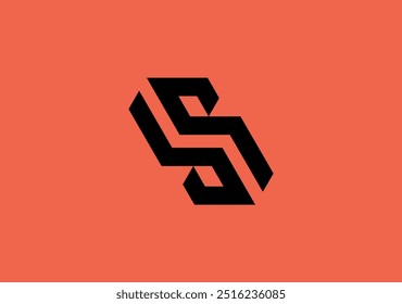 isometric logo letter S based on simple 3d visual shape