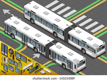 Isometric Long Bus rear view