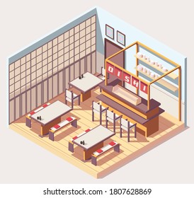 Isometric Lovely Japanese Food Shop Or Resterant 