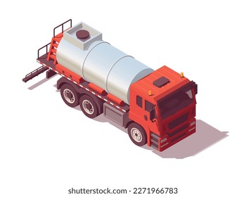 Isometric low poly asphalt sprayer truck. Vector illustrator	