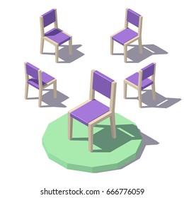 Isometric low poly Chair. Vector low poly illustration.