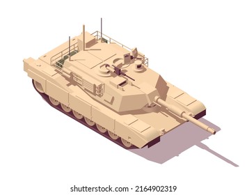 Isometric Low Poly M1 Abrams Tank. Vector.