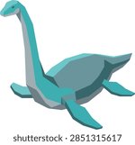 Isometric Low Poly Plesiosaur Vector Loch Ness Monster Illustration