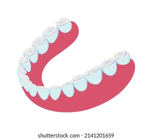 Isometric lower jaw dental prosthesis icon on white background 3d vector illustration