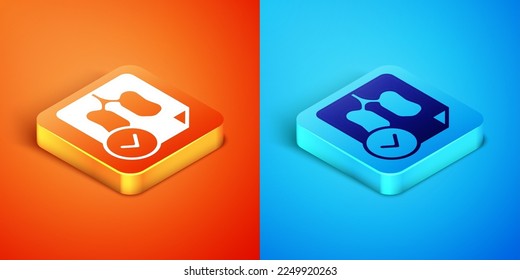 Isometric Lungs x-ray diagnostics icon isolated on orange and blue background. Snapshot of the lungs.  Vector