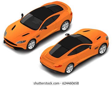 Isometric Luxury Sport Car Icons. Another Wheels. For Infographics