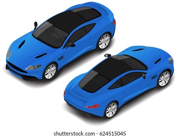 Isometric Luxury Sport Car Icons. Alternative Wheels. For Infographics