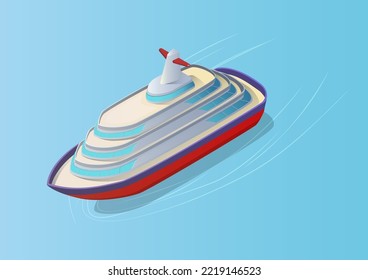 isometric luxury yacht sailing on the sea