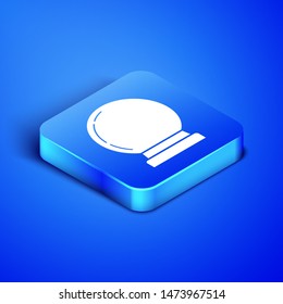 Isometric Magic ball icon isolated on blue background. Crystal ball. Blue square button. Vector Illustration
