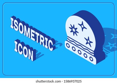 Isometric Magic ball icon isolated on blue background. Crystal ball.  Vector Illustration
