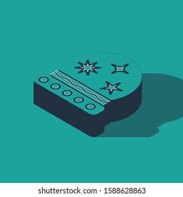 Isometric Magic ball icon isolated on green background. Crystal ball.  Vector Illustration