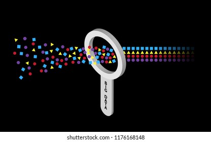 Isometric Magnifying Glass And Data Analysis. Visualisation Of Information Flow.