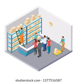 Isometric Mail, Delivery Of Parcels Vector Concept