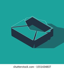 Isometric Mail and e-mail icon isolated on green background. Envelope symbol e-mail. Email message sign.  Vector Illustration