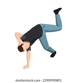 Isometric male street dancer on white background vector illustration