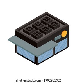 isometric mall building construction icon