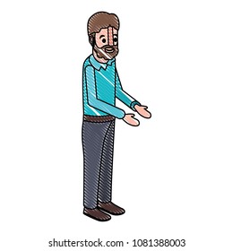 isometric man with beard avatar character