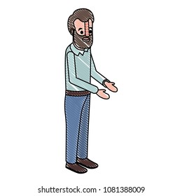 isometric man with beard avatar character
