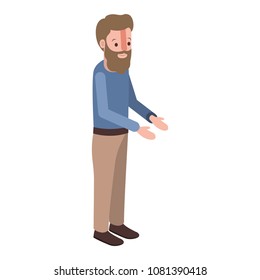 isometric man with beard avatar character