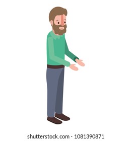isometric man with beard avatar character