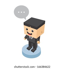 Isometric Man in Black Suit Character Illustration