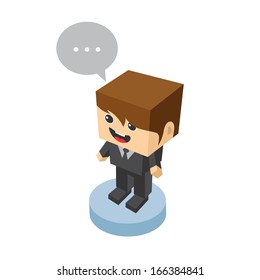 Isometric Man in Black Suit Character Illustration