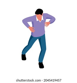 Isometric man dancing on white background 3d vector illustration