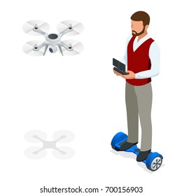 Isometric man with drone