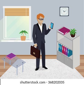 Isometric man office work interior design. 3D men in office room, business man, working men, office man, office boy,  business interior, work man, professional working businessman