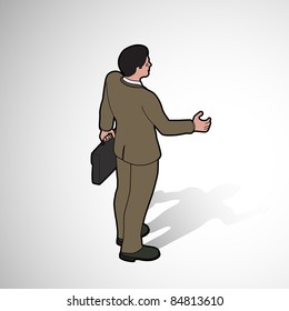 Isometric man shaking hand - back pose