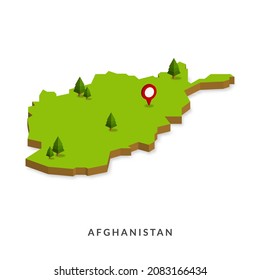Isometric Map of Afghanistan. Simple 3D Map. Vector Illustration - EPS 10 Vector