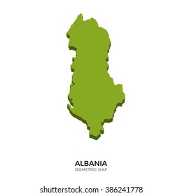 Isometric map of Albania detailed vector illustration. Isolated 3D isometric country concept for infographic
