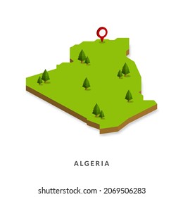 Isometric Map of Algeria. Simple 3D Map. Vector Illustration - EPS 10 Vector
