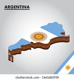 Isometric map of Argentina 3D isometric Vector Illustration